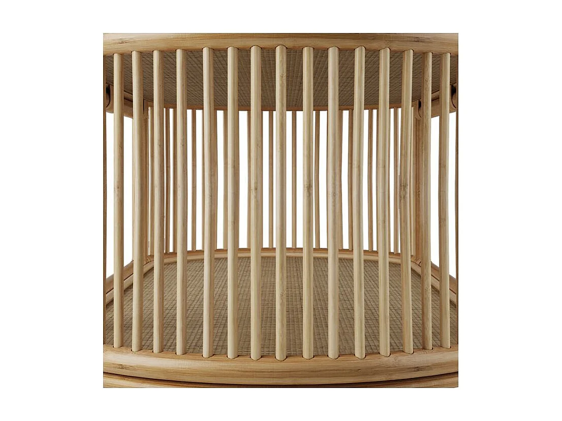 Table basse avec étagères en rotin naturel - Marthe
