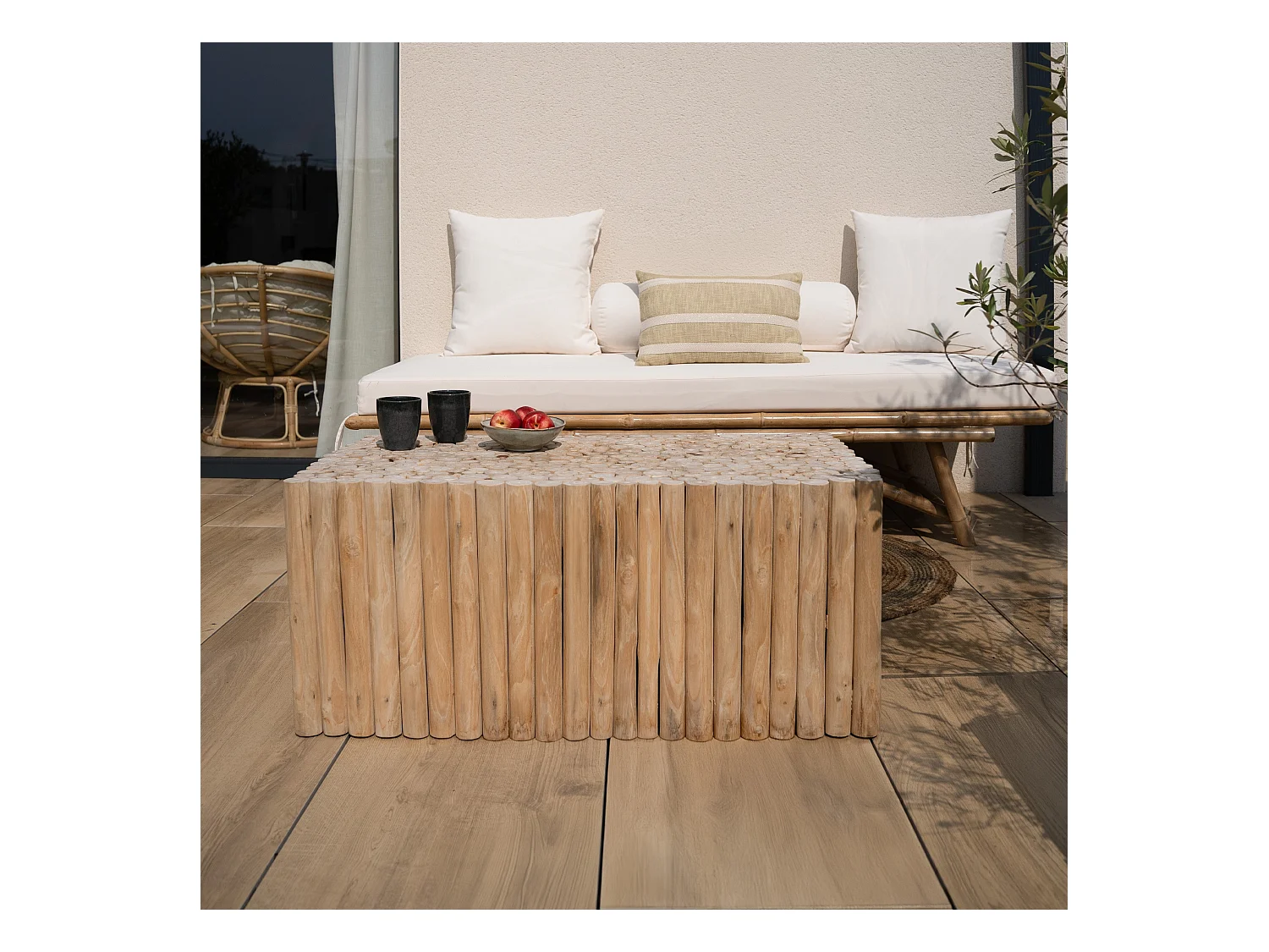 Table basse de jardin  rectangulaire 90x50cm en teck - Imani