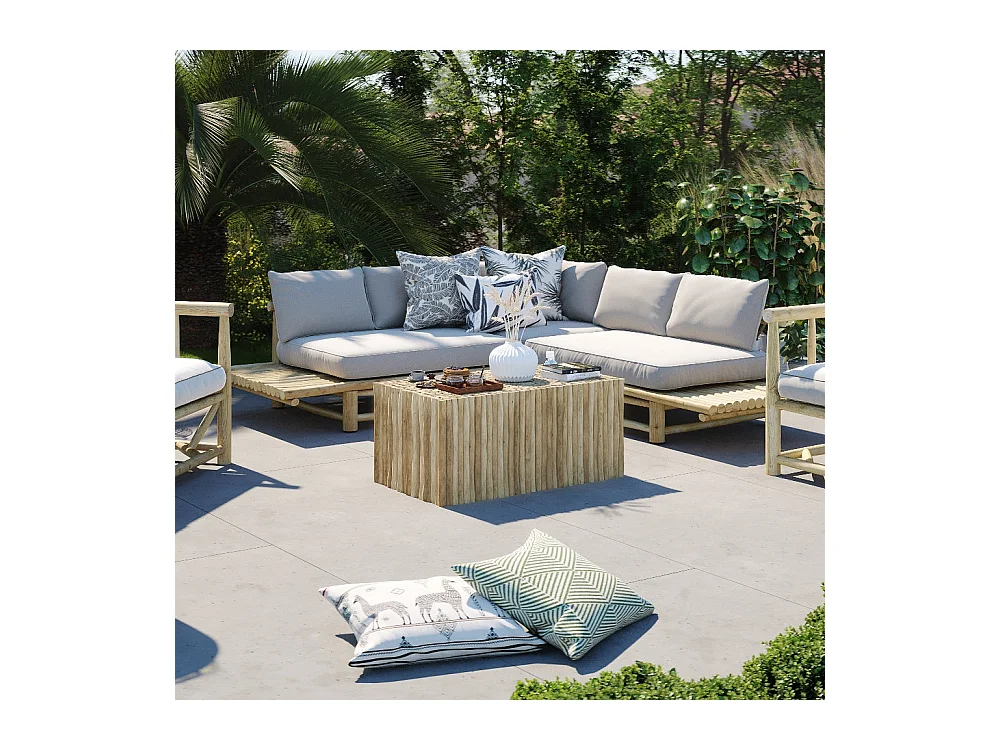 Table basse de jardin  rectangulaire 90x50cm en teck - Imani