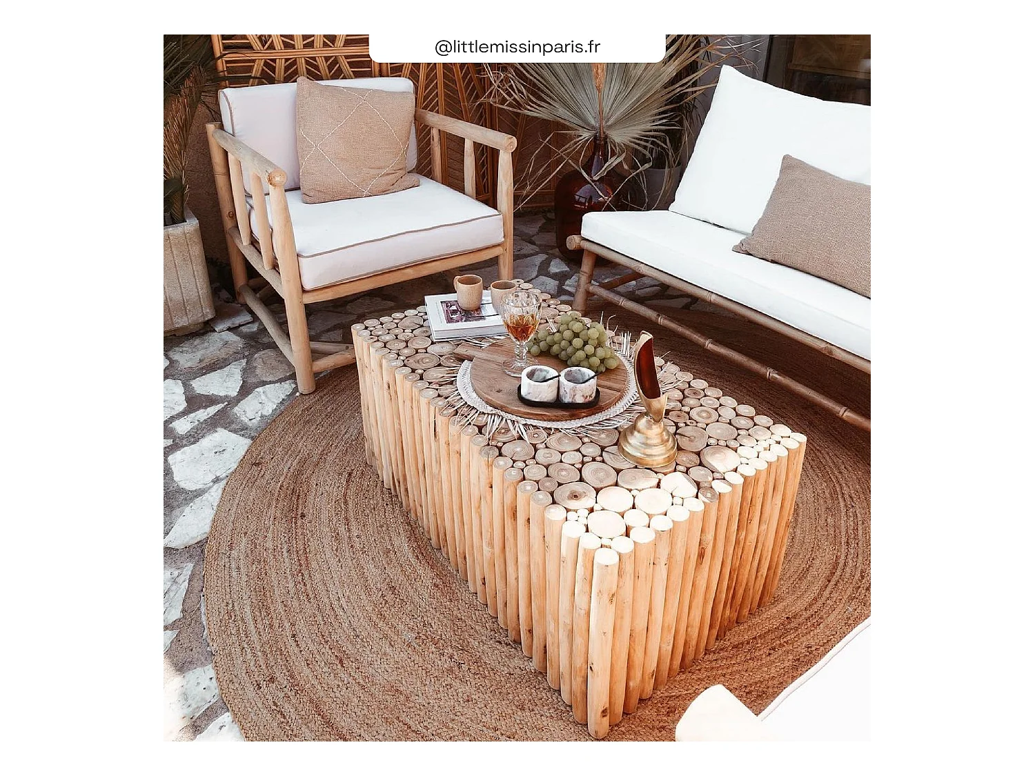 Table basse de jardin  rectangulaire 90x50cm en teck - Imani