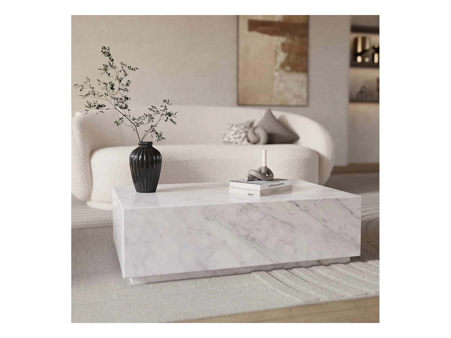 Tavolino rettangolare in marmo bianco - Izaé