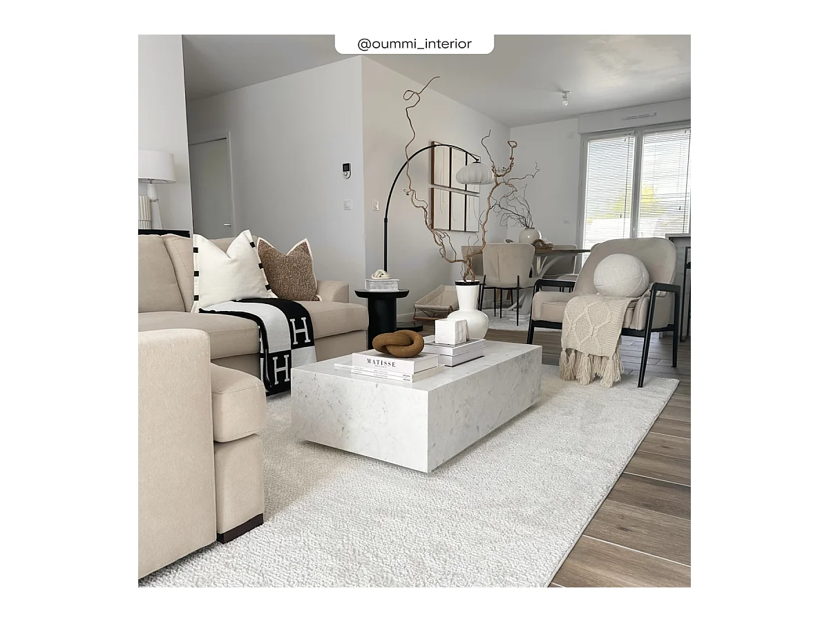 Tavolino rettangolare in marmo bianco - Izaé