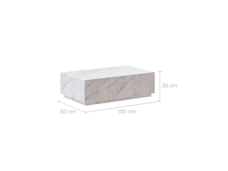 Mesa de centro rectangular de mármol blanco - Izaé