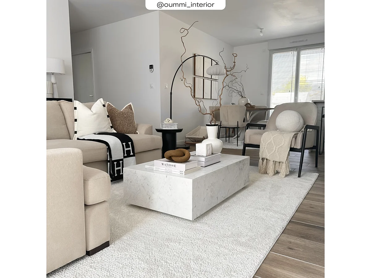 Mesa de centro rectangular de mármol blanco - Izaé