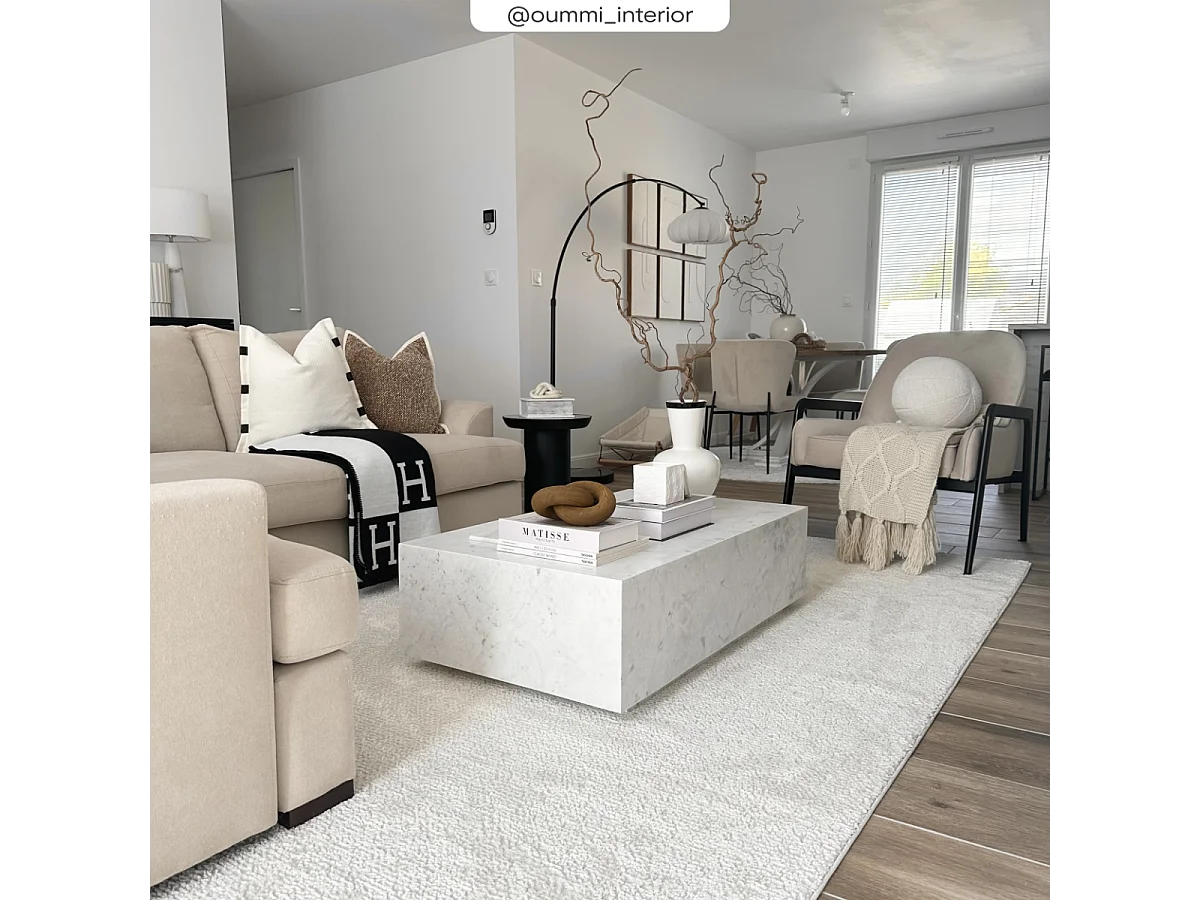 Tavolino rettangolare in marmo bianco - Izaé