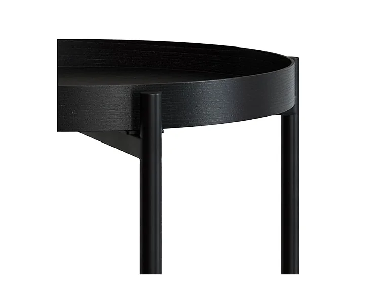Mesa de centro de madera en mindi negra y caña D49 cm - Lukut