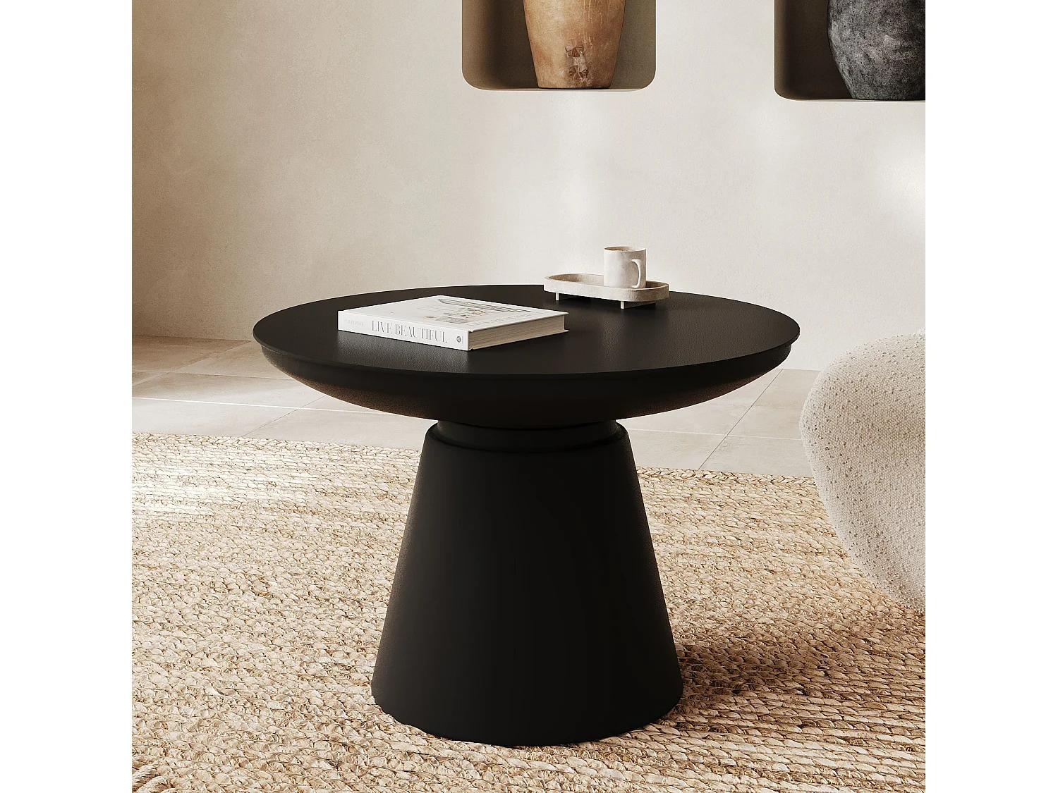 Mesa de centro redonda de metal negro D60 cm - Gomez