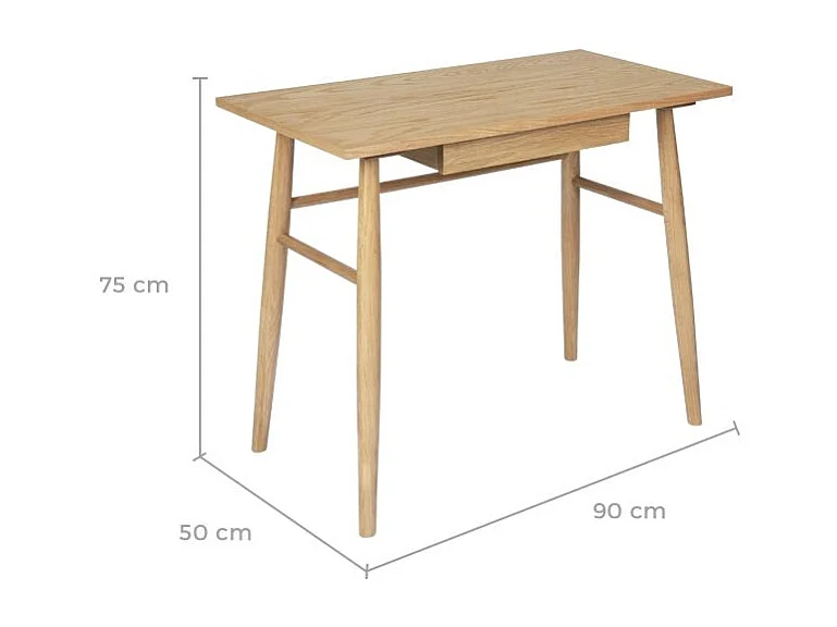 Bureau 1 tiroir en bois clair 90 cm - Hydra