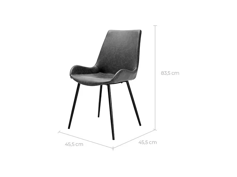 Set de 2 sillas de piel sintética, gris oscuro - Austin