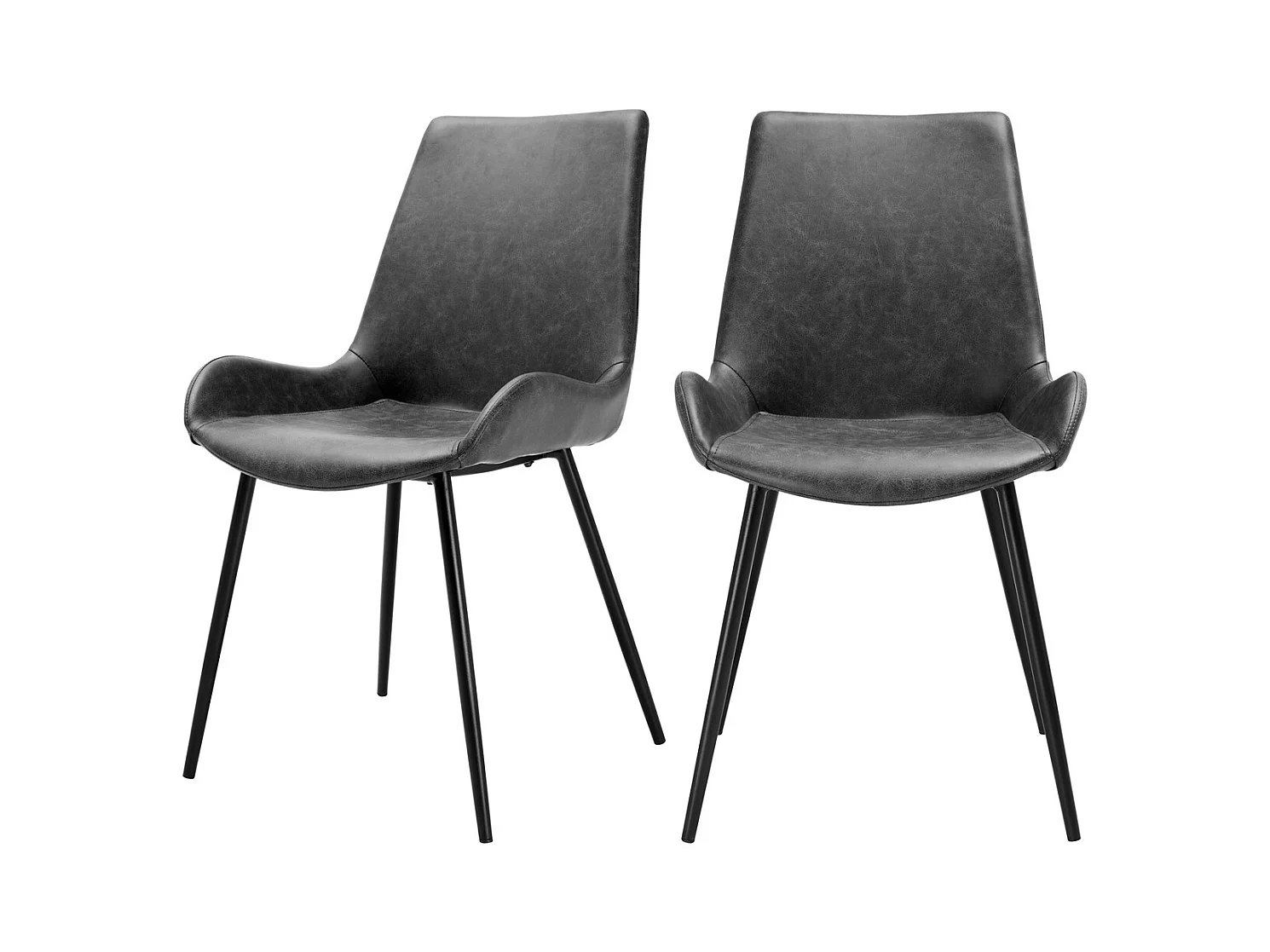 Lot de 2 chaises en cuir synthétique gris foncé - Austin