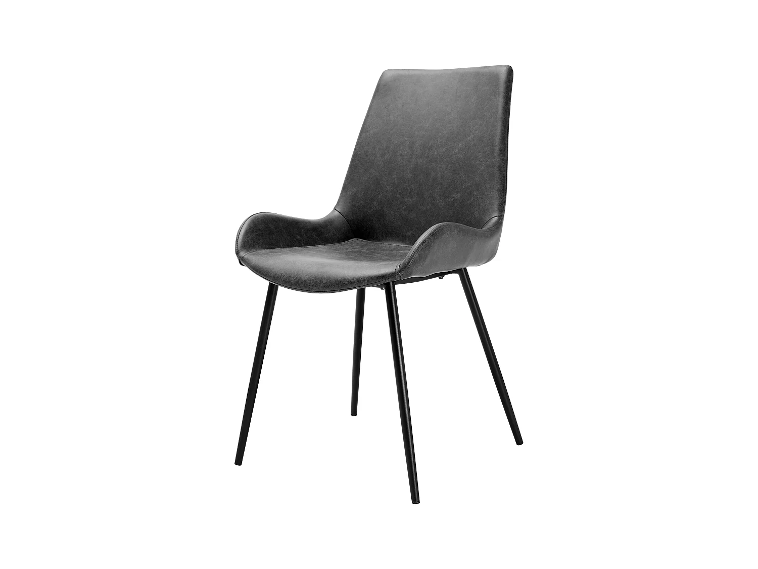 Lot de 2 chaises en cuir synthétique gris foncé - Austin