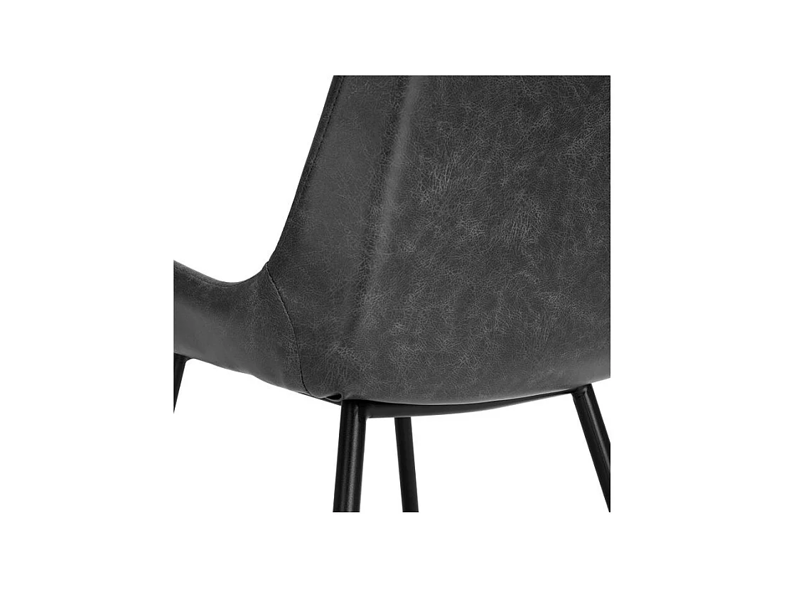 Lot de 2 chaises en cuir synthétique gris foncé - Austin