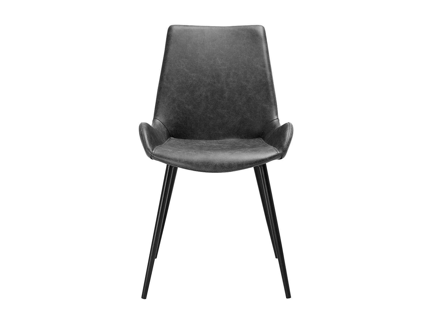 Lot de 2 chaises en cuir synthétique gris foncé - Austin