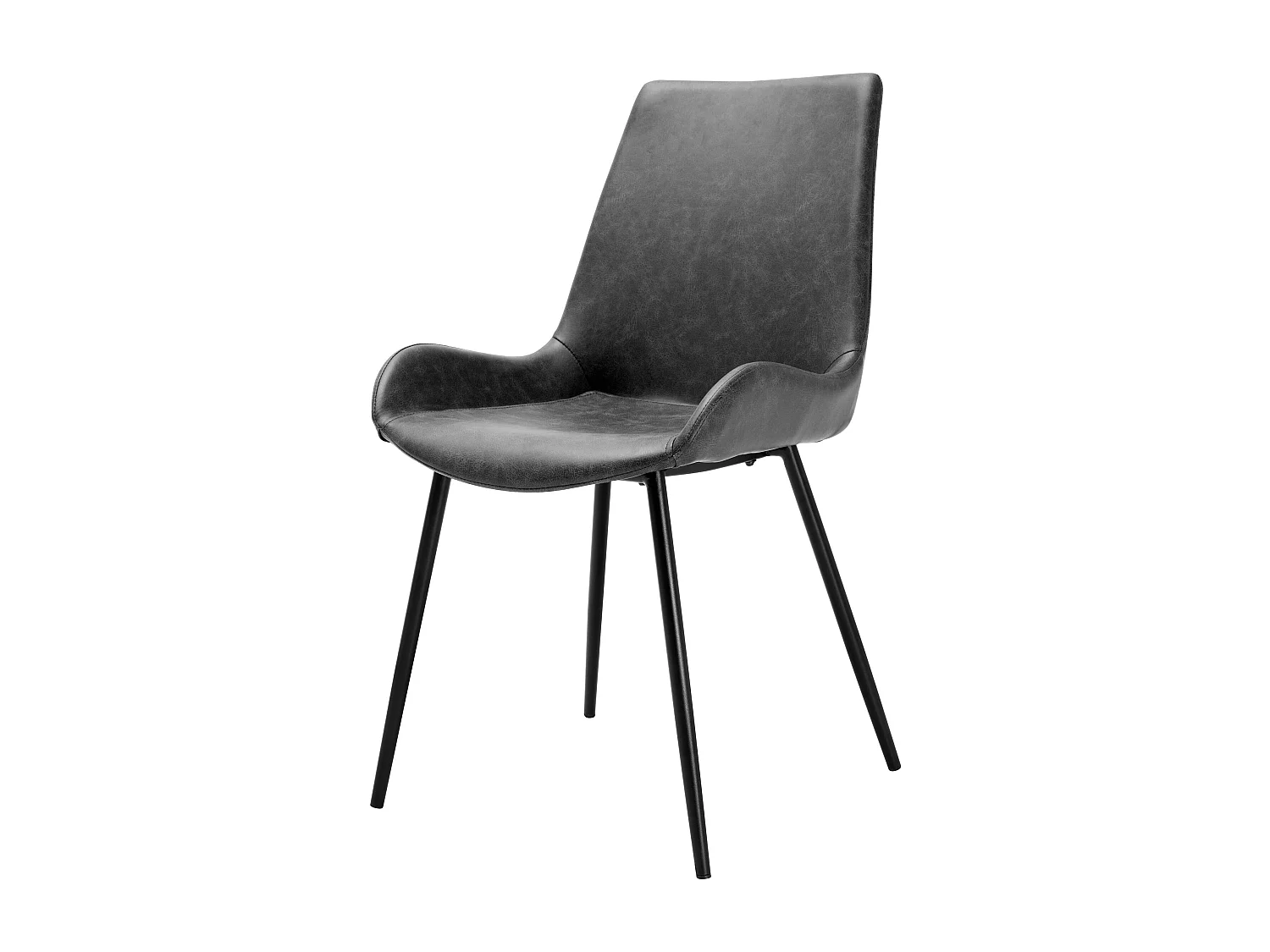 Lot de 2 chaises en cuir synthétique gris foncé - Austin