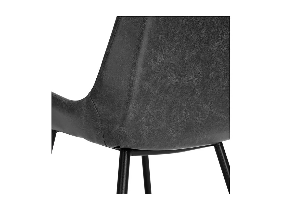 Lot de 2 chaises en cuir synthétique gris foncé - Austin