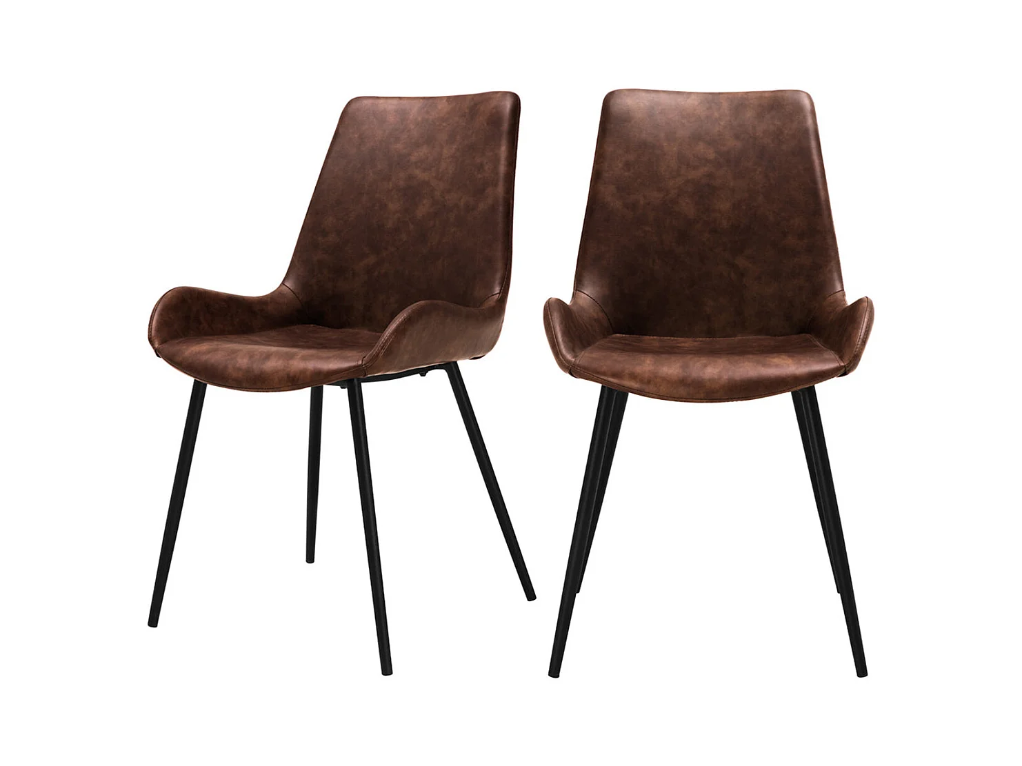 Lot de 2 chaises en cuir synthétique marron - Austin