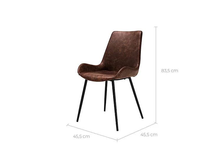 Lot de 2 chaises en cuir synthétique marron - Austin