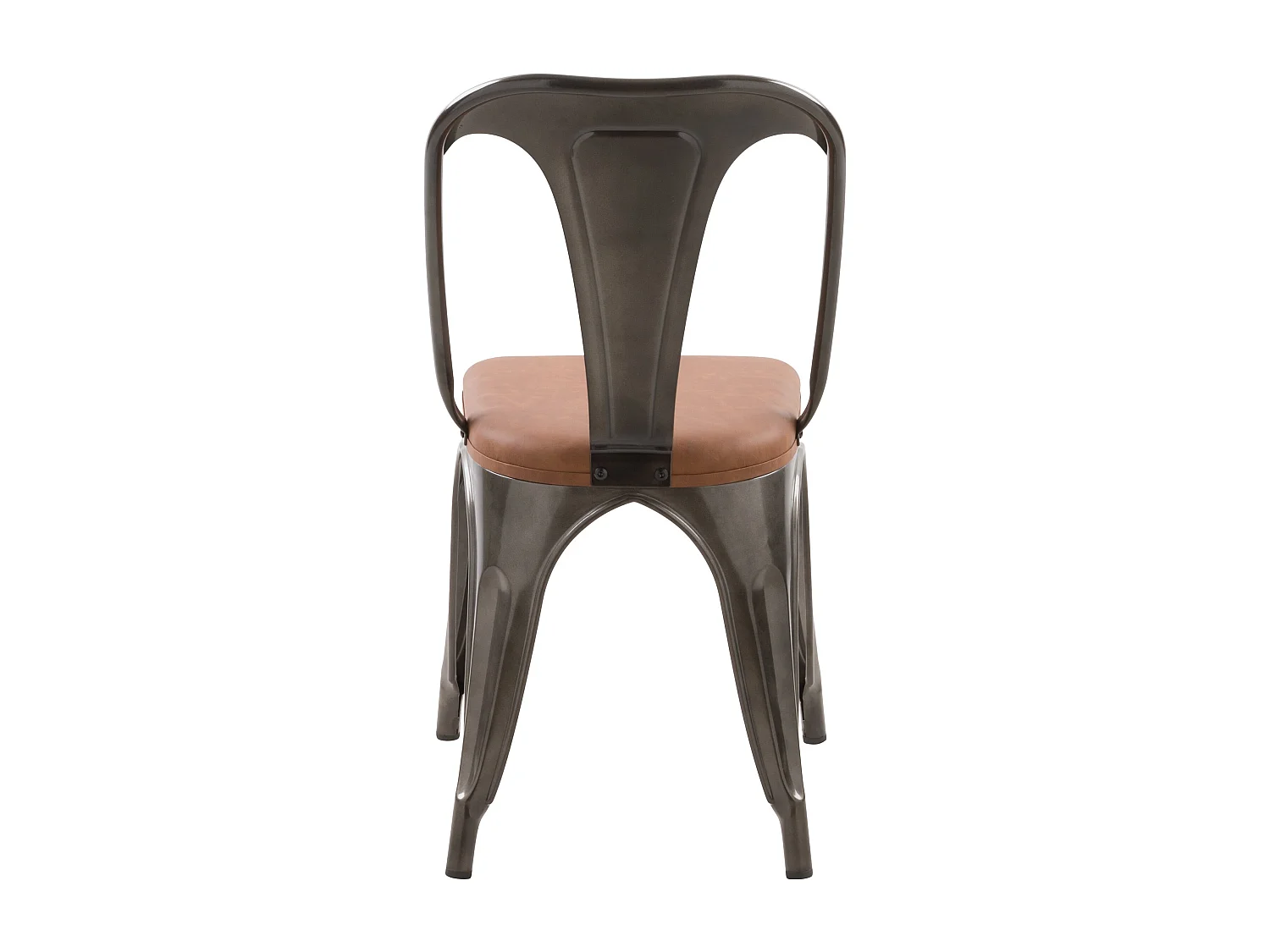 Lot de 2 chaises en métal gris et cuir synthétique marron - Charly