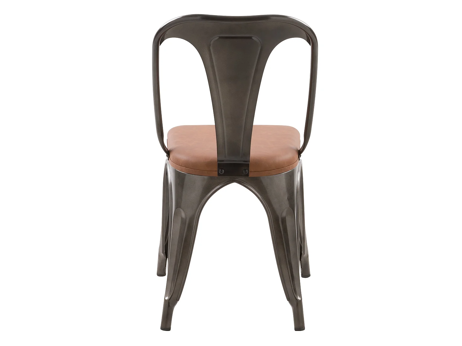 Lot de 2 chaises en métal gris et cuir synthétique marron - Charly