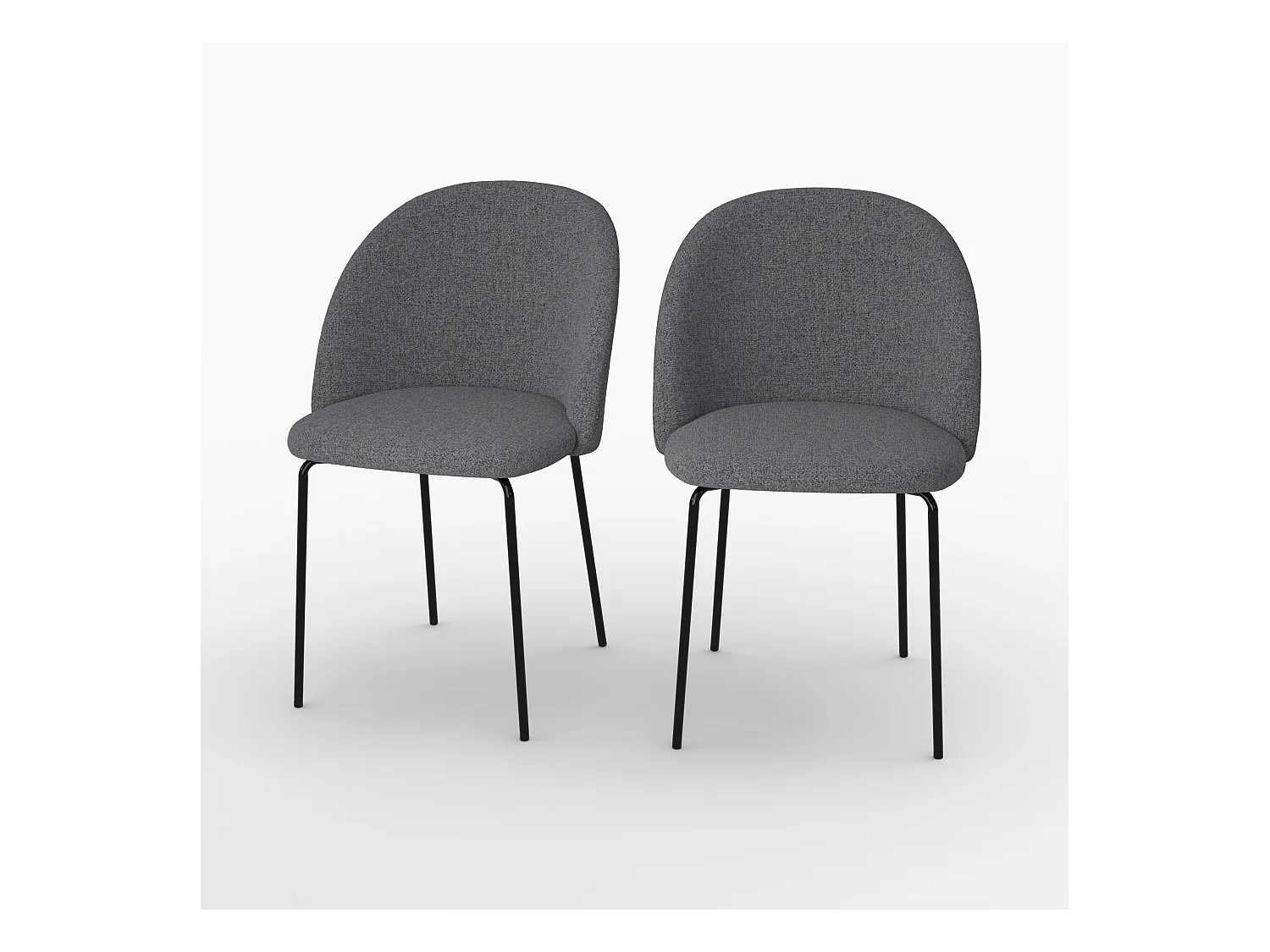 Lot de 2 chaises en tissu chiné gris foncé - Karl