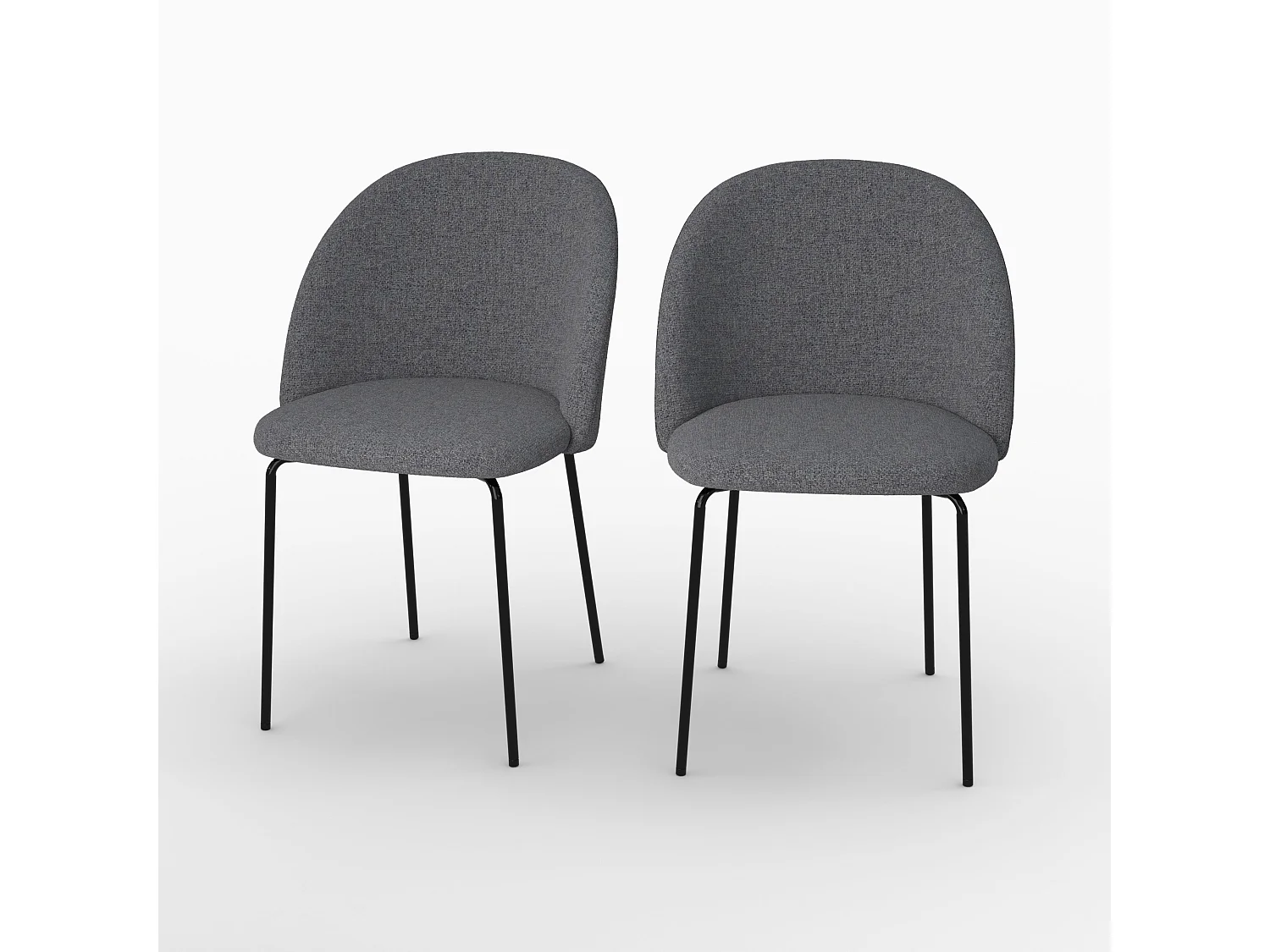 Set de 2 sillas de tela gris oscuro moteado - Karl