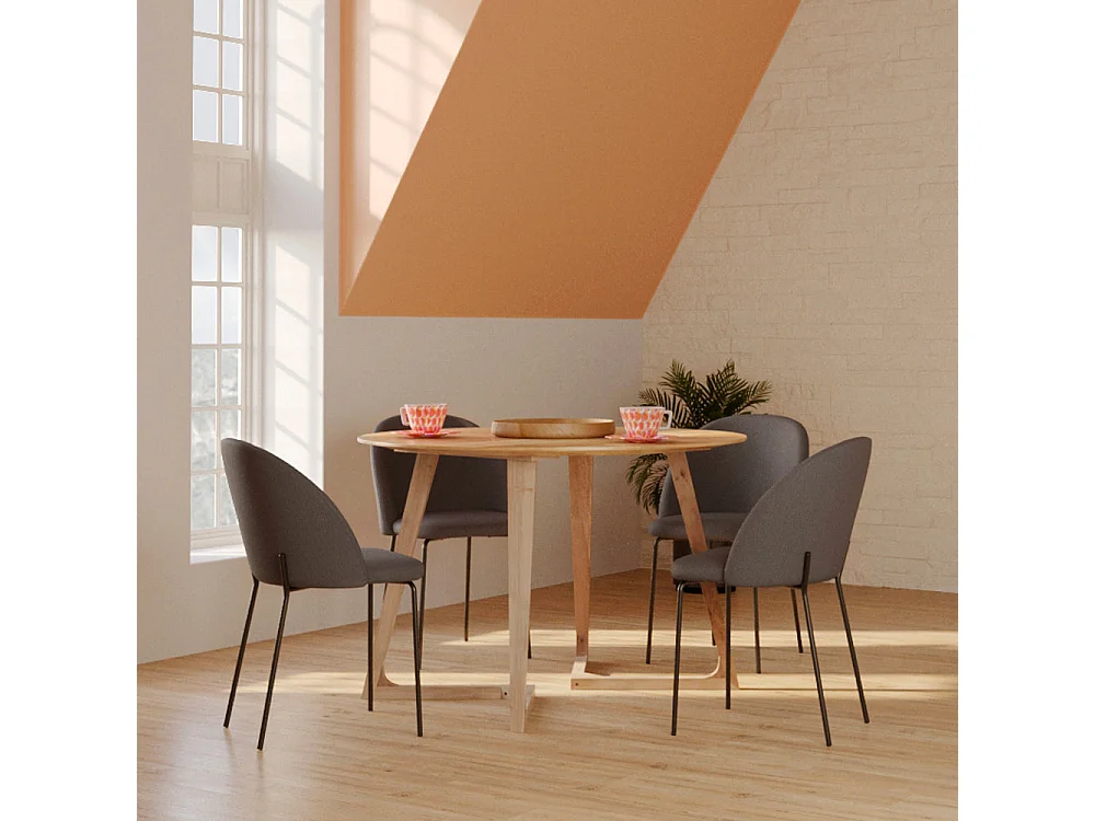 Set de 2 sillas de tela gris oscuro moteado - Karl