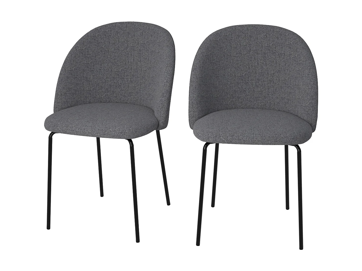 Set di 2 sedie in tessuto grigio scuro mélange - Karl
