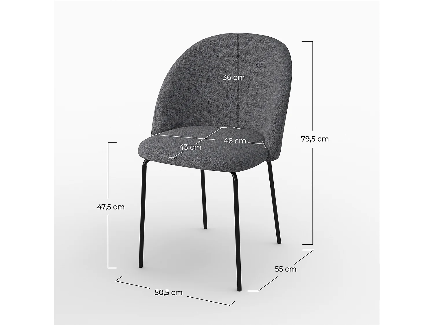 Set de 2 sillas de tela gris oscuro moteado - Karl