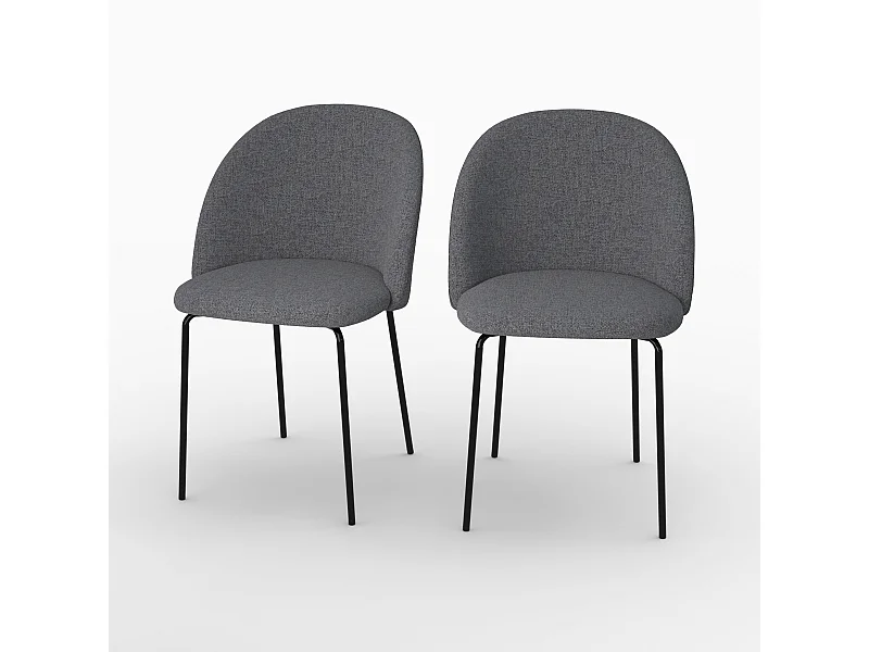 Set de 2 sillas de tela gris oscuro moteado - Karl