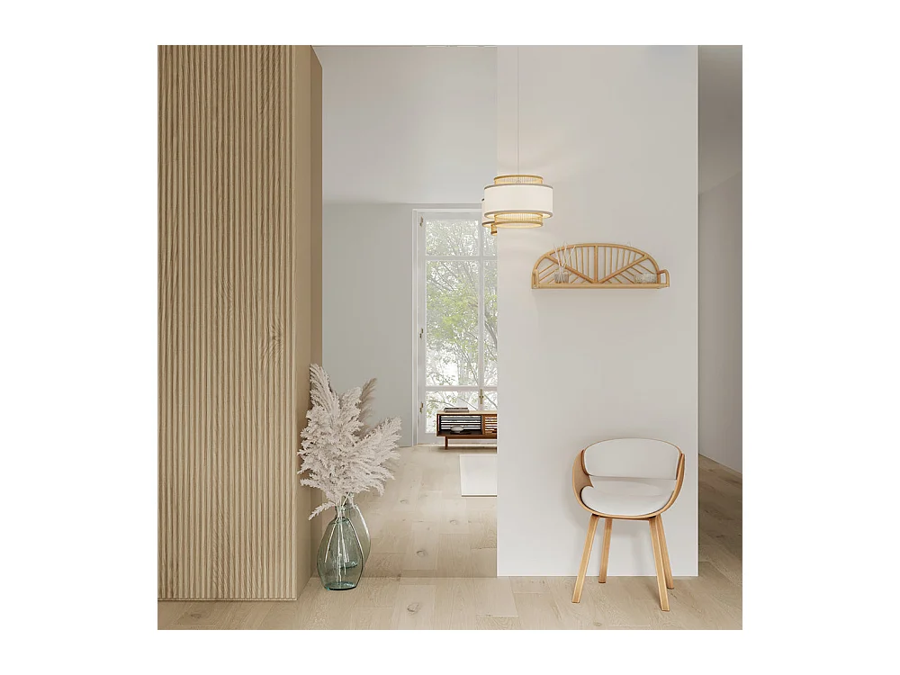 Chaise en bois clair et PU blanc - Adelmar