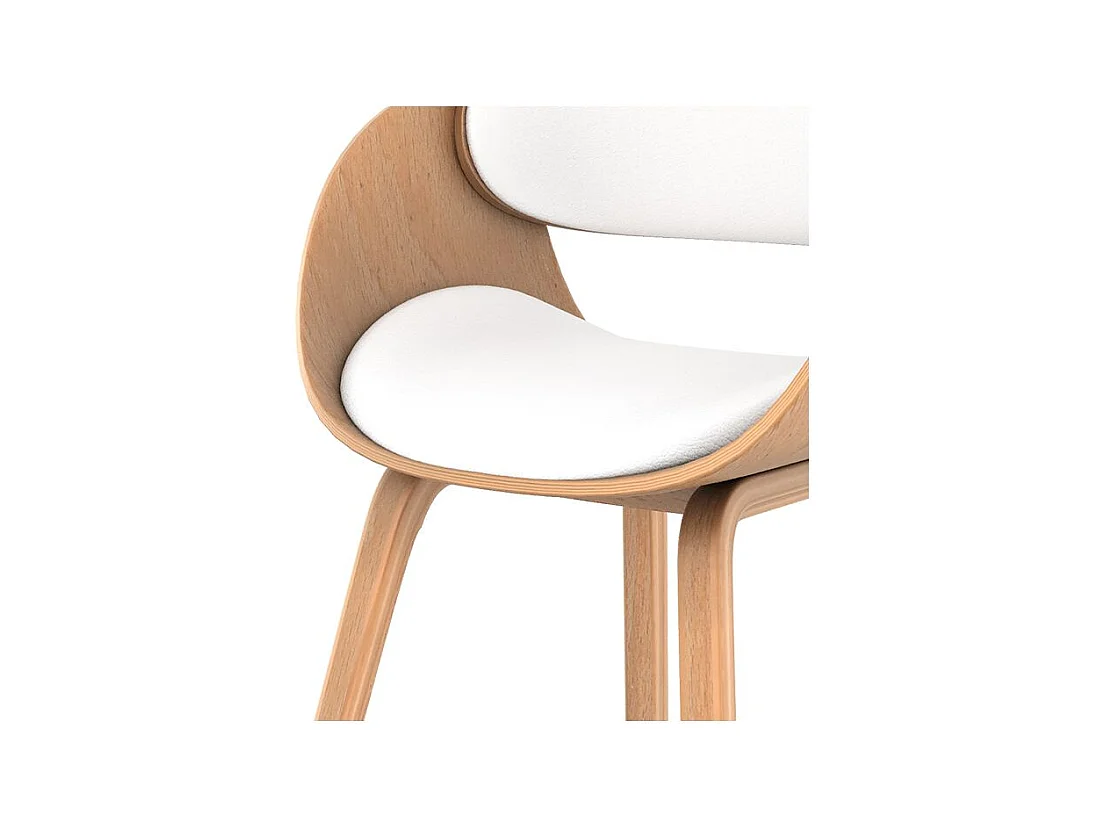 Chaise en bois clair et PU blanc - Adelmar