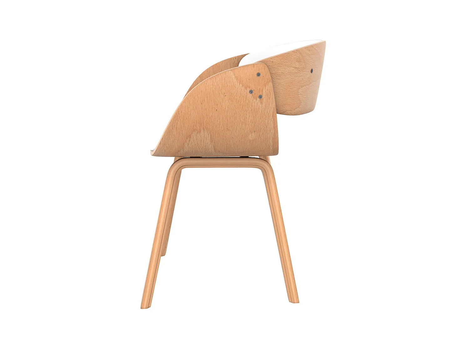 Chaise en bois clair et PU blanc - Adelmar