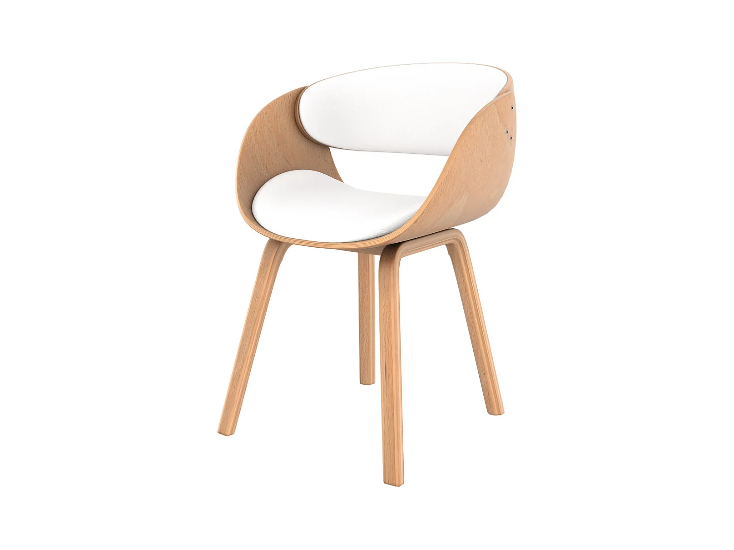 Chaise en bois clair et PU blanc - Adelmar
