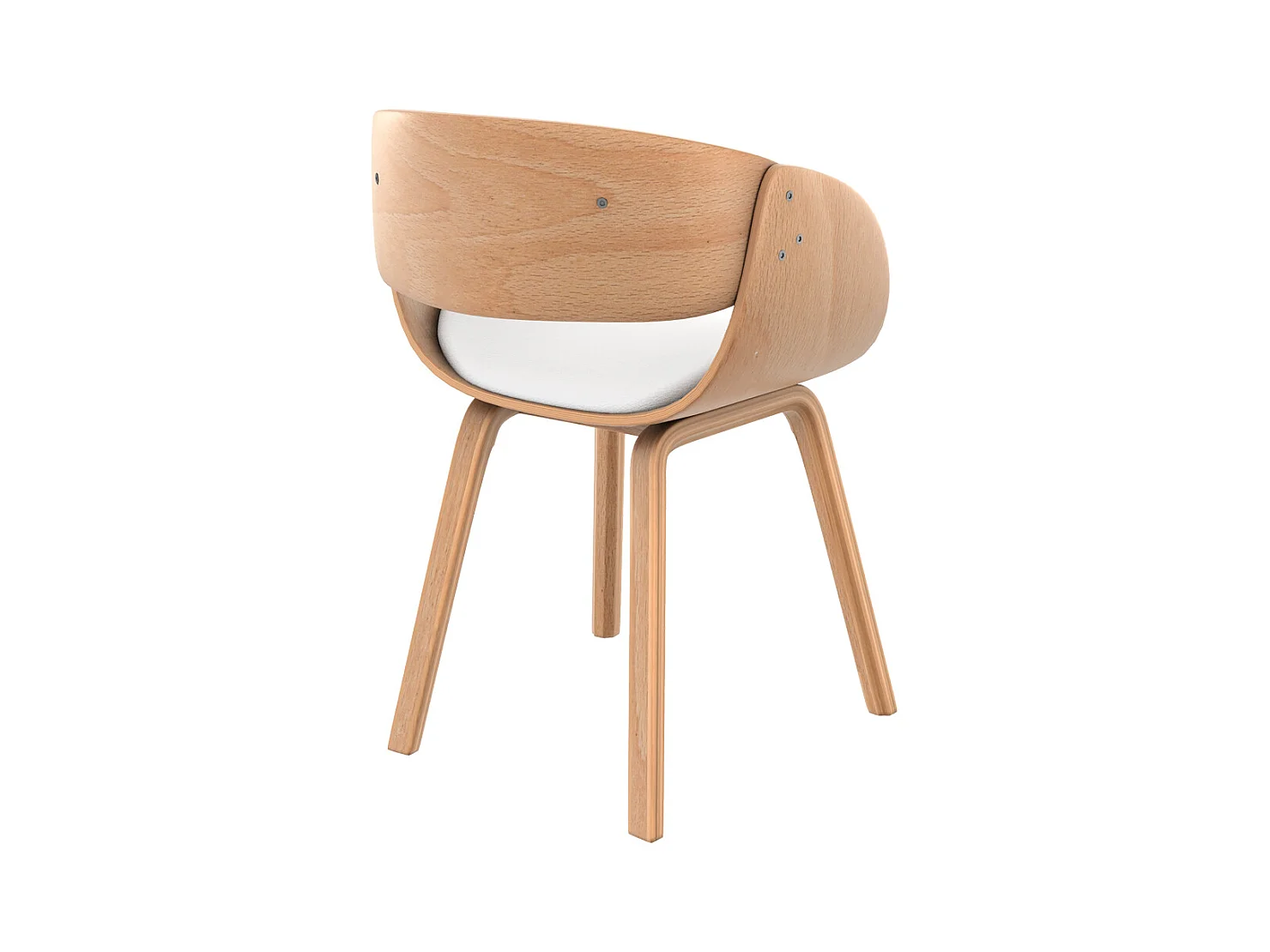 Chaise en bois clair et PU blanc - Adelmar