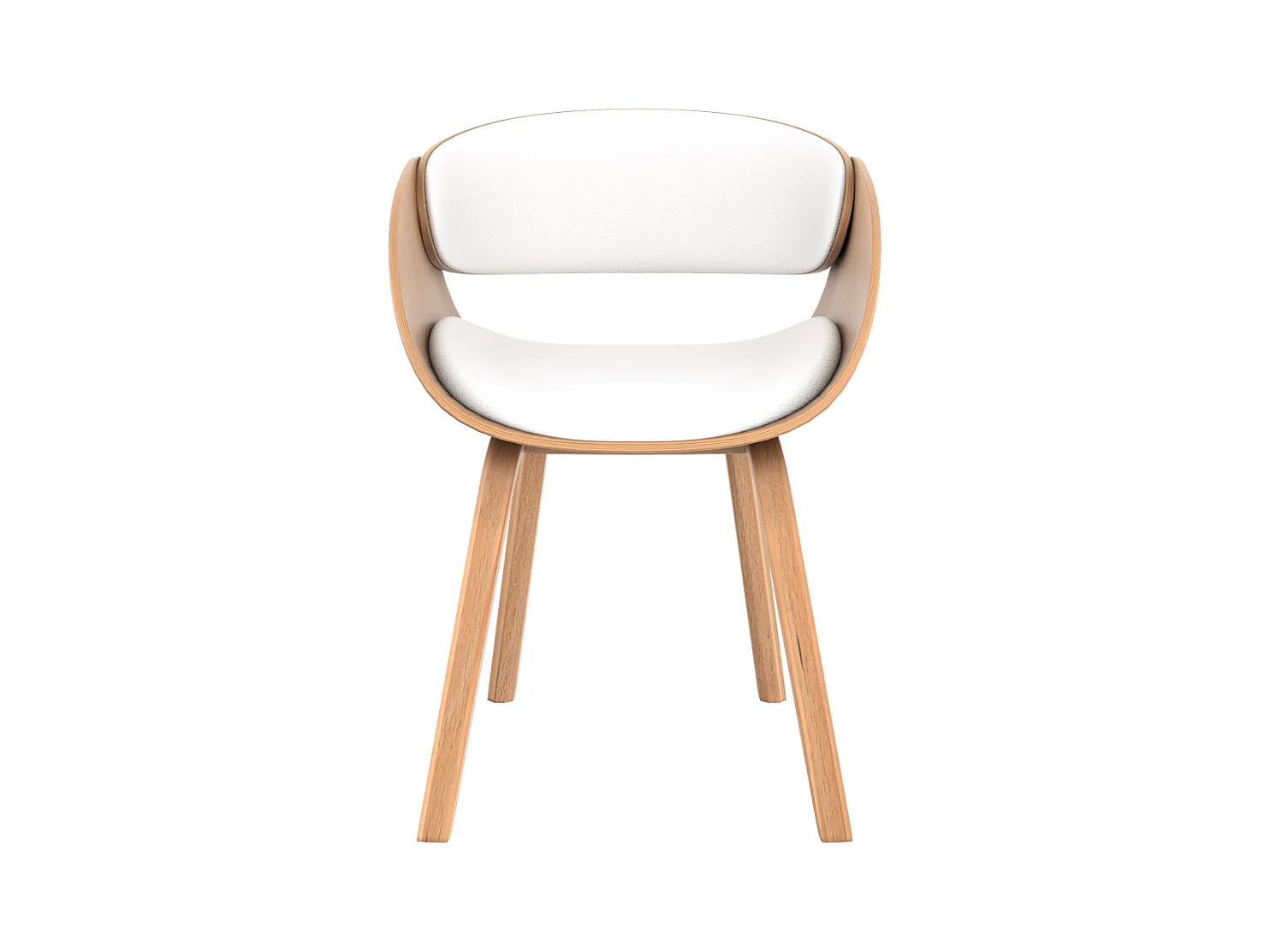Chaise en bois clair et PU blanc - Adelmar