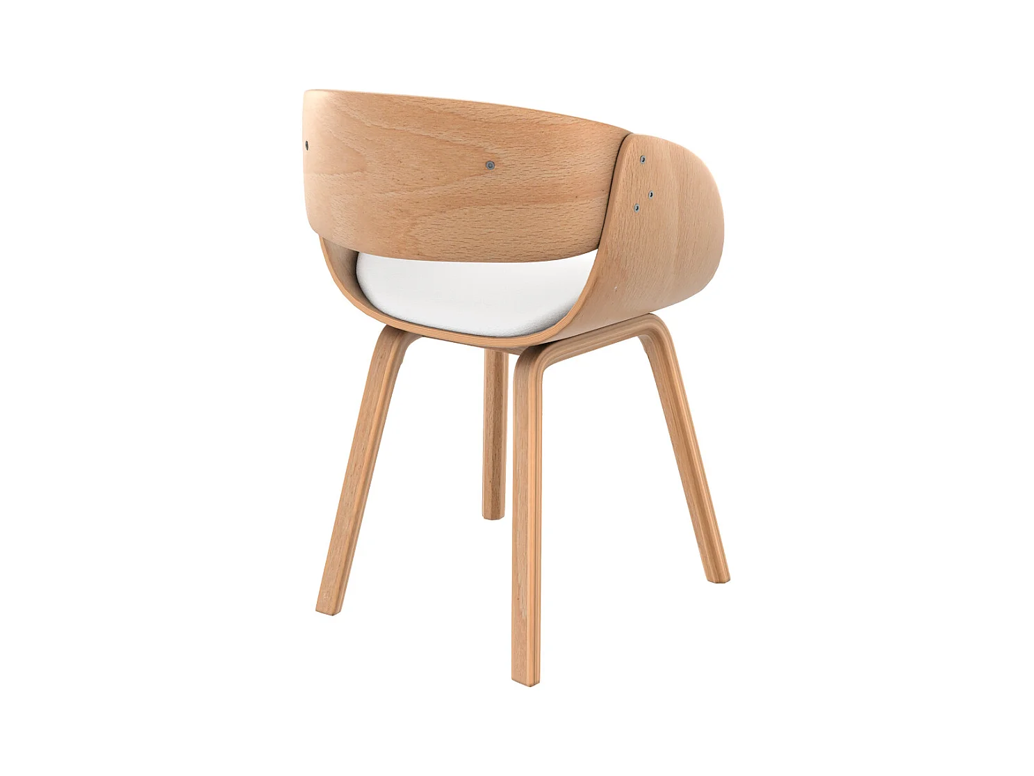 Chaise en bois clair et PU blanc - Adelmar