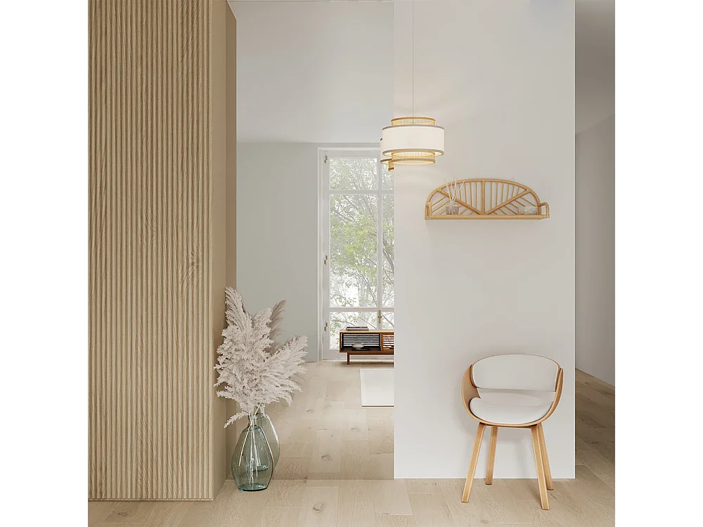 Chaise en bois clair et PU blanc - Adelmar