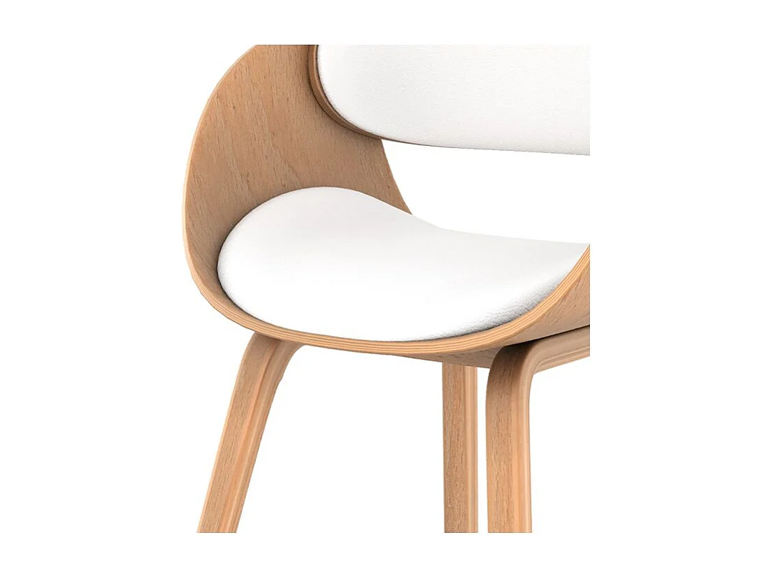 Chaise en bois clair et PU blanc - Adelmar