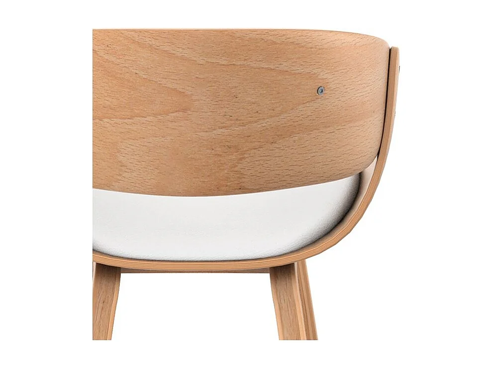 Chaise en bois clair et PU blanc - Adelmar