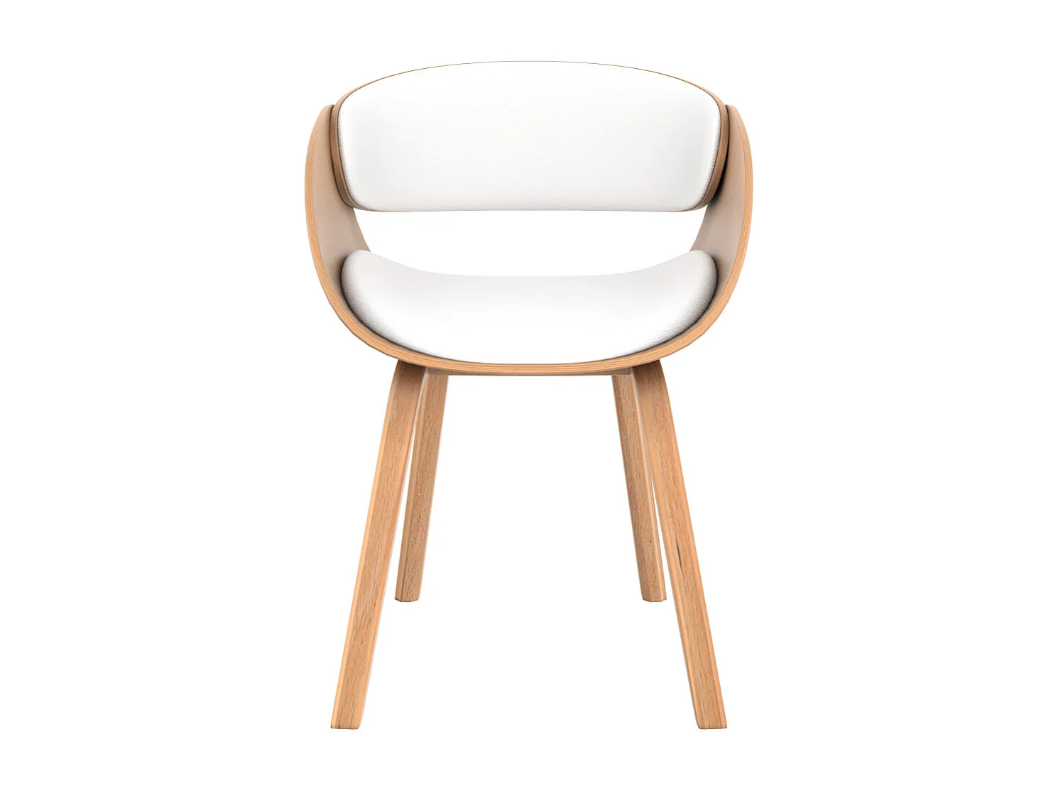 Chaise en bois clair et PU blanc - Adelmar