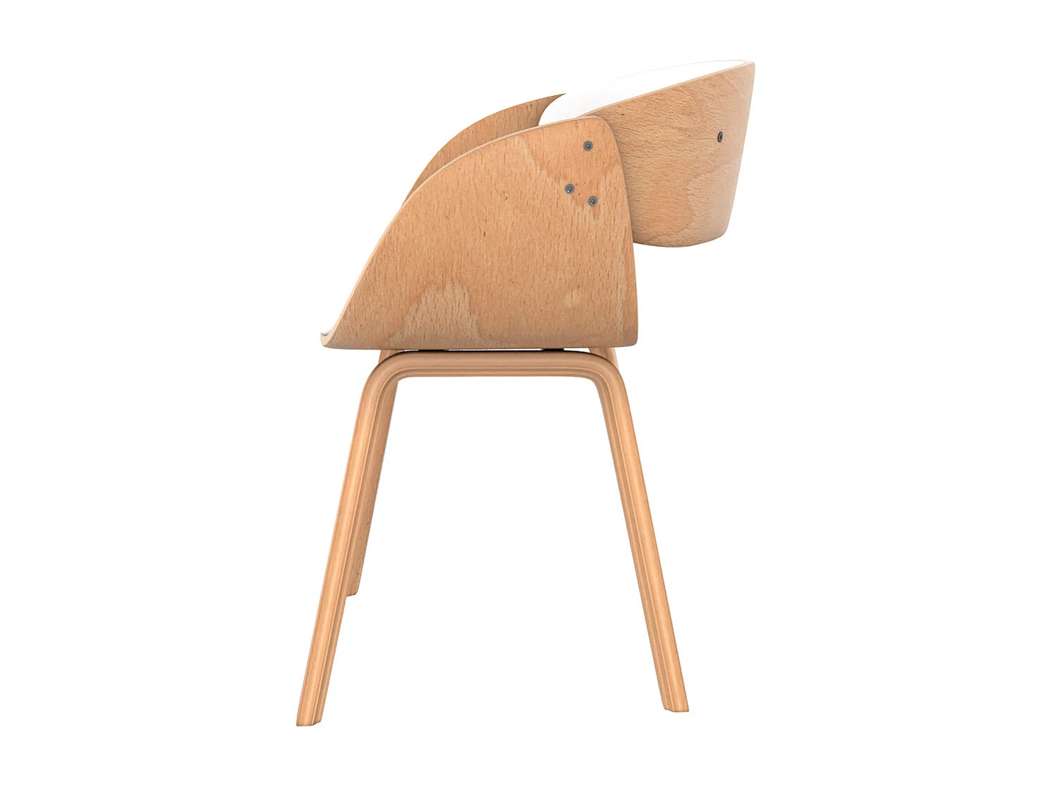 Chaise en bois clair et PU blanc - Adelmar