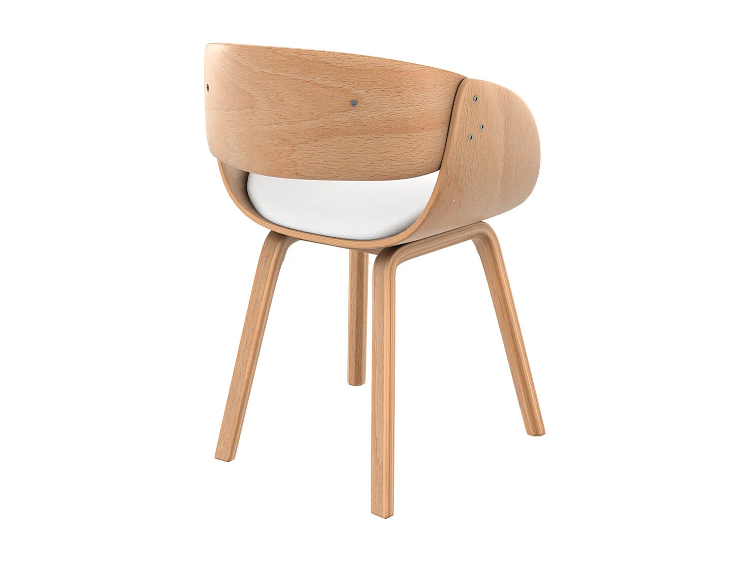 Chaise en bois clair et PU blanc - Adelmar