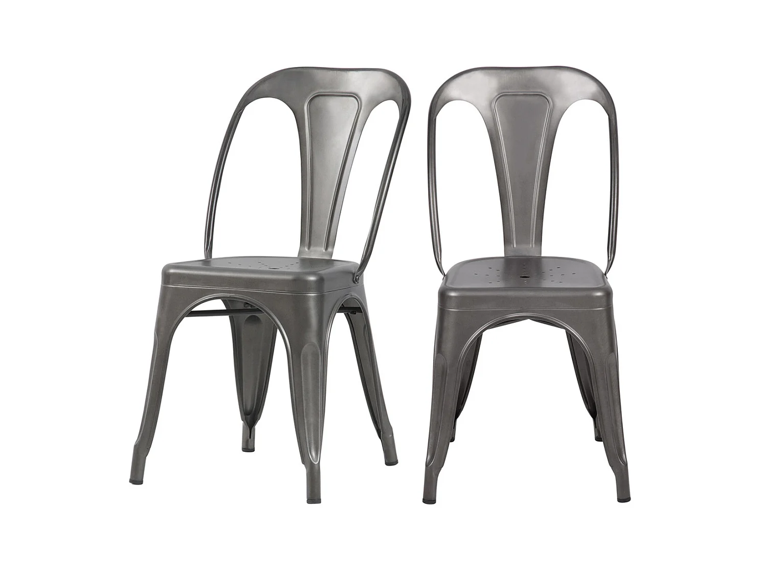 Lot de 2 chaises en métal gris acier - Indus