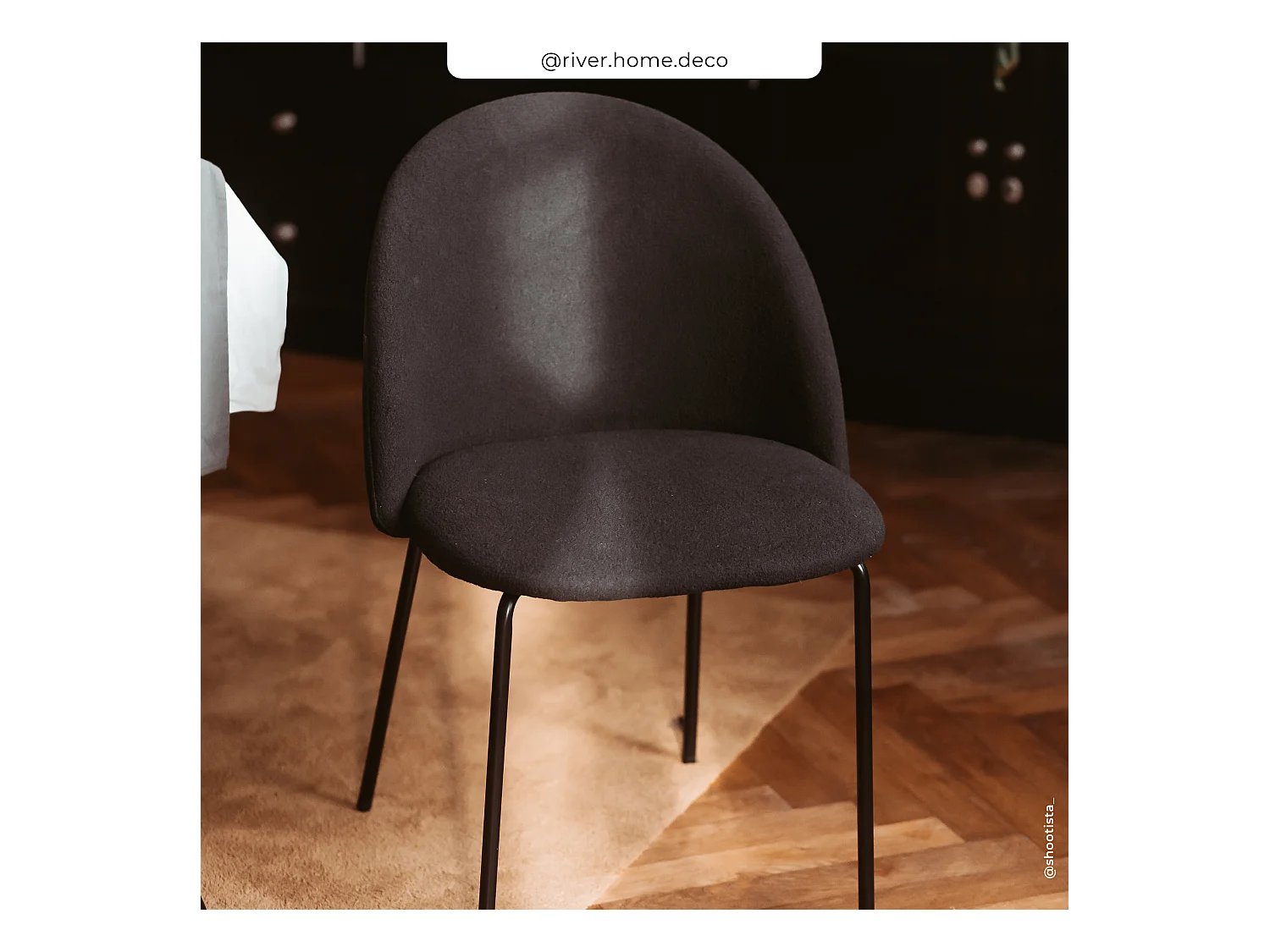 Set de 2 sillas en tejido bouclé negro - Karl