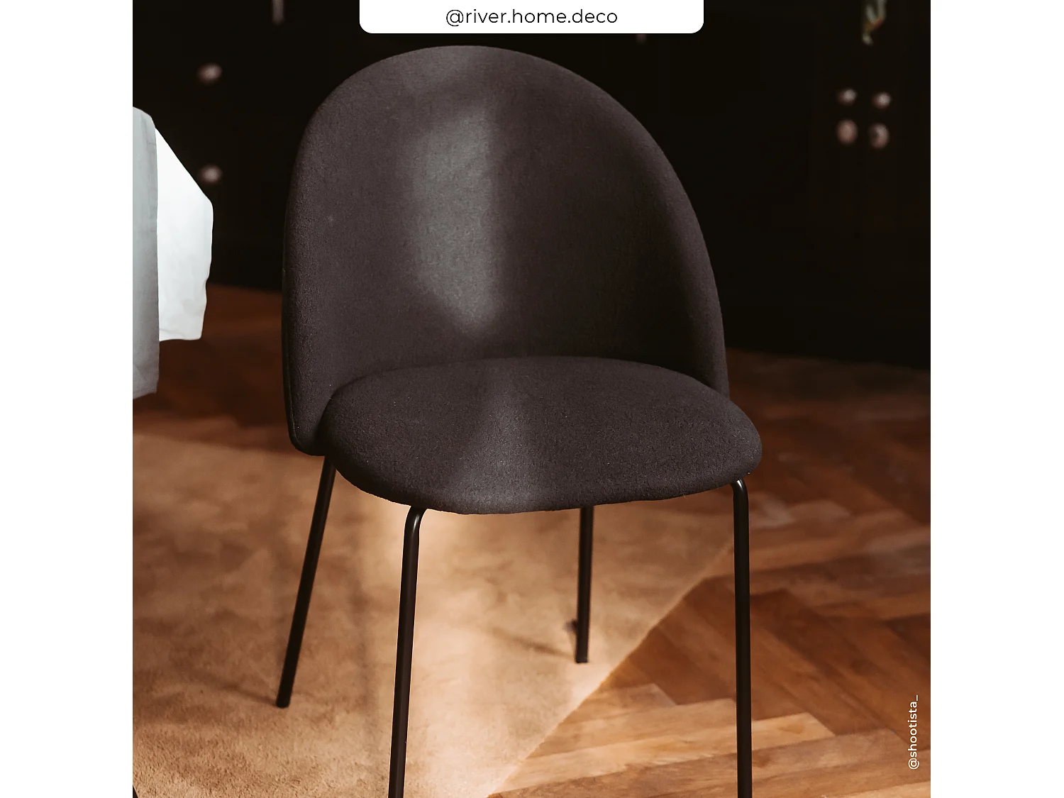 Set de 2 sillas en tejido bouclé negro - Karl