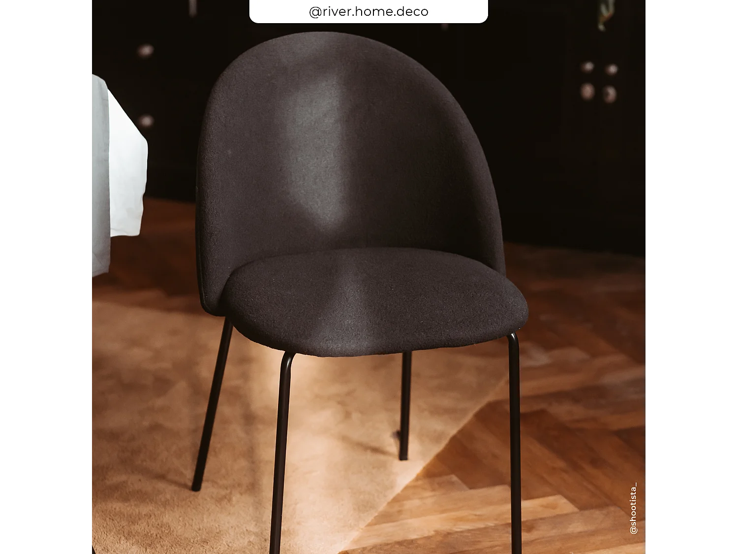 Set de 2 sillas en tejido bouclé negro - Karl