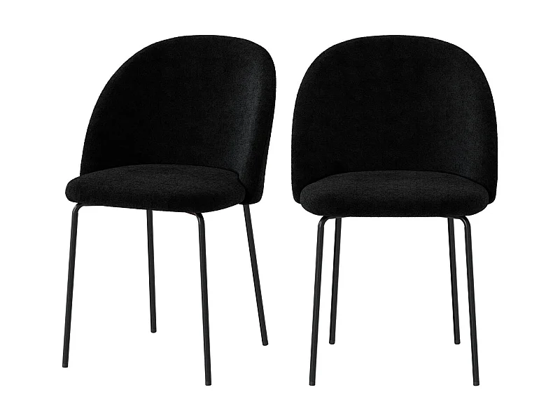 Lot de 2 chaises en tissu bouclette noir - Karl