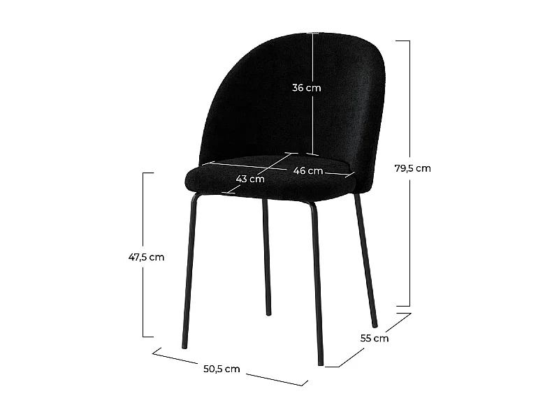 Set di 2 sedie in tessuto bouclé nero - Karl