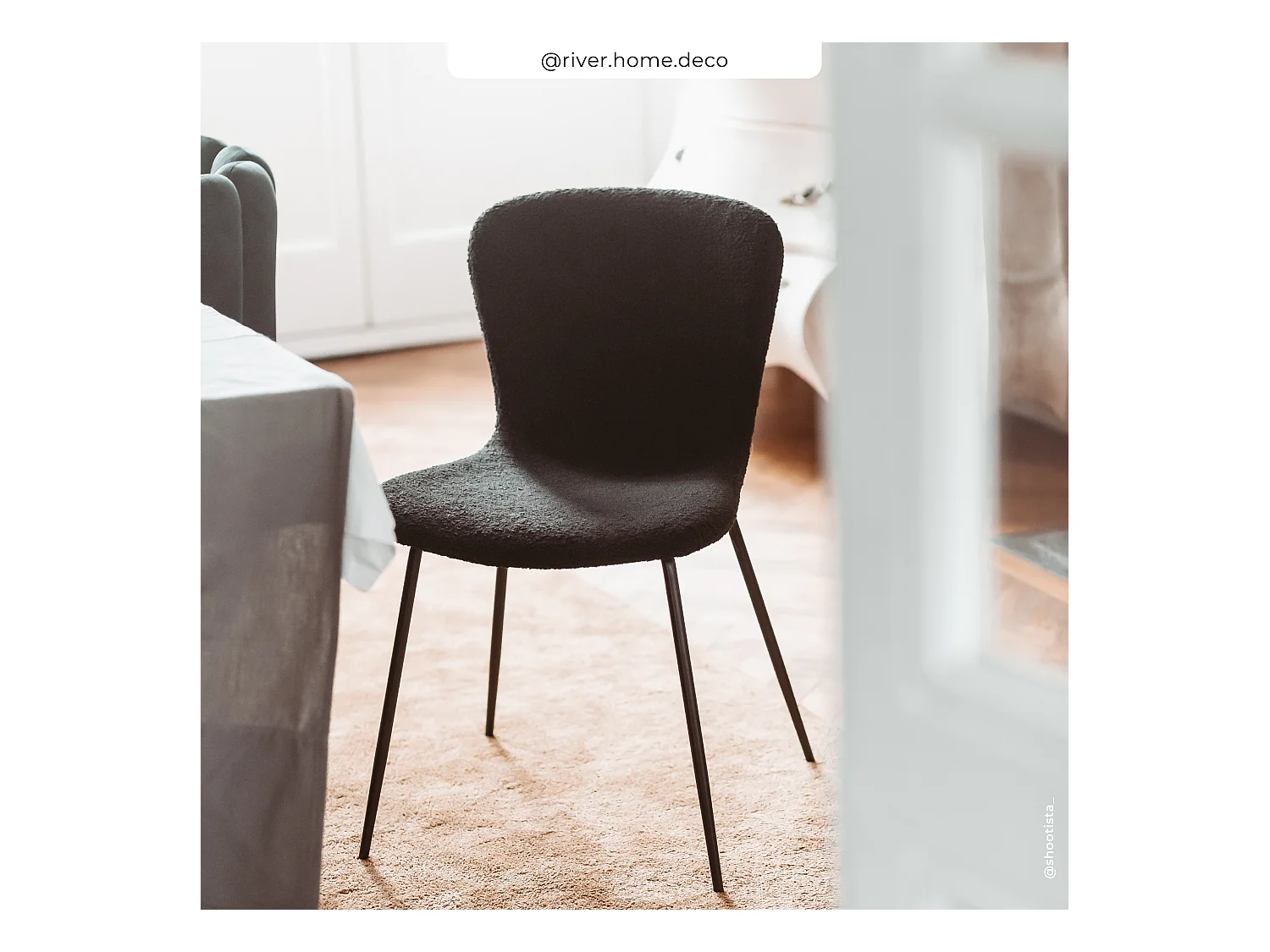 Set de 2 sillas efecto lana negra con patas de metal - Koko