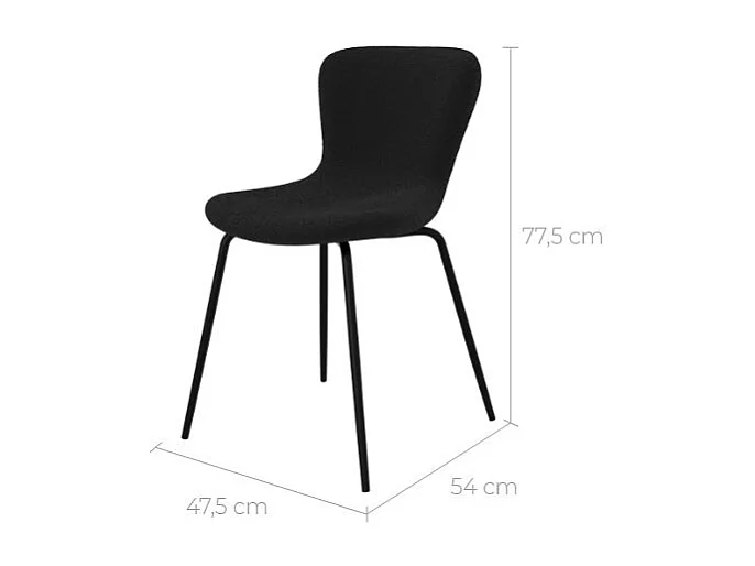 Lot de 2 chaises effet laine bouclette noire et pieds en métal - Koko